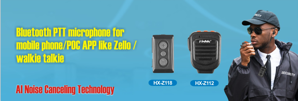 HXKK Bluetooth PTT speaker microphone with AI noise canceling